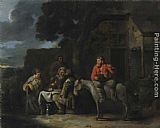Peasants Canvas Paintings - Peasants Outside An Inn